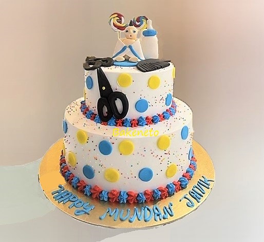 Modern Bakery - Snip snip! ✂️ ✂️ ✂️ The babies received their first haircut  and there was much to celebrate! 👼 🎊 🎉 This beautiful cake was made for  the 'Mundan ceremony