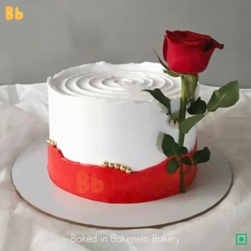 cute Red rose cake for valentines day theme. Order cake online by bakeneto.com