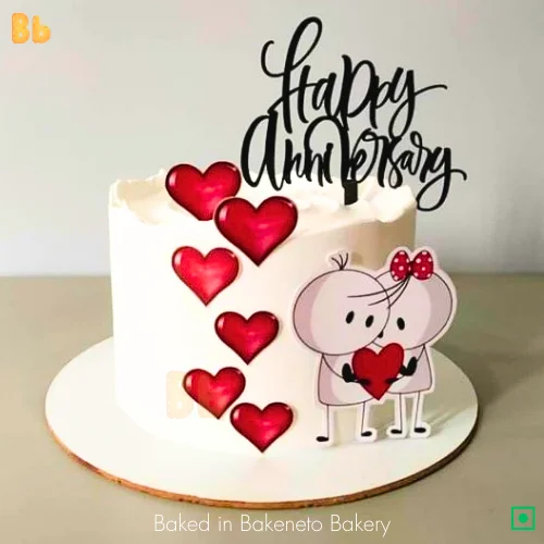 Cute couple cake sharing hearts on valentines day. Order cake online by bakeneto.com